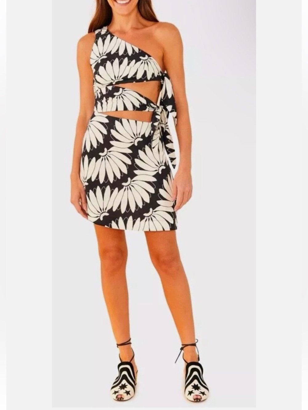 FARM Rio Copacabana One-Shoulder Cutout Mini Dress
